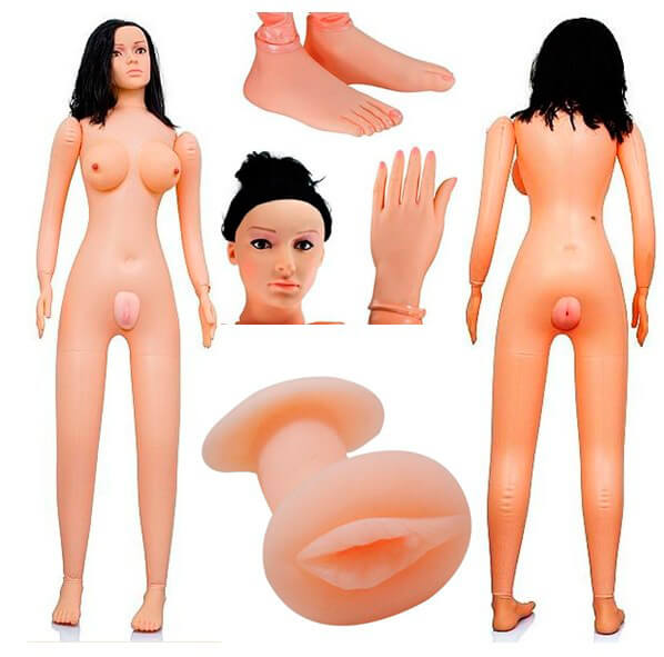 Dawanjia - Boneca Inflável com Pés, Mãos e Seios em Silicone, com 2 Orifícios para Penetração em Cyberskin e Vibro Multivelocidade - 6