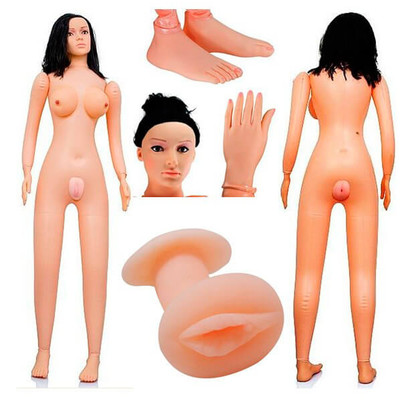 Foto 6 do produto Dawanjia - Boneca Inflável com Pés, Mãos e Seios em Silicone, com 2 Orifícios para Penetração em Cyberskin e Vibro Multivelocidade
