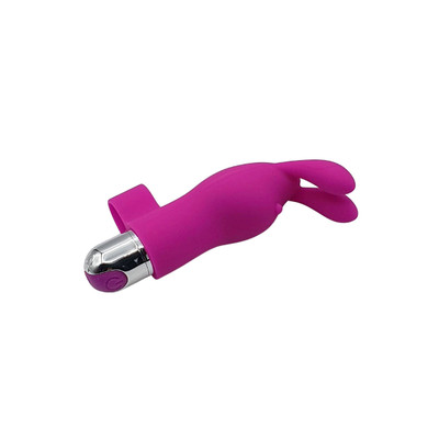 Foto 2 do produto Dedeira Estimuladora de Clitóris em Forma de Coelho com 10 Modos de Vibração - XXOO Fingertip Rabbit - 7,5 x 3 cm | Cor: Roxo