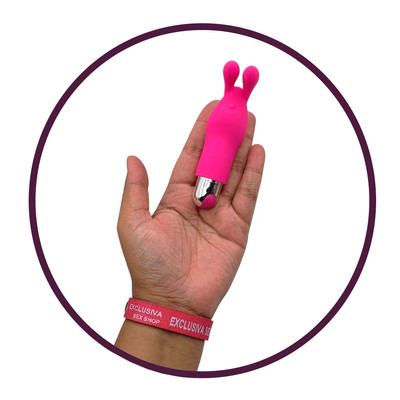 Foto 4 do produto Dedeira Estimuladora de Clitóris em Forma de Coelho com 10 Modos de Vibração - XXOO Fingertip Rabbit - 7,5 x 3 cm | Cor: Pink