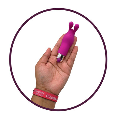 Dedeira Estimuladora de Clitóris em Forma de Coelho com 10 Modos de Vibração - XXOO Fingertip Rabbit - 7,5 x 3 cm | Cor: Roxo