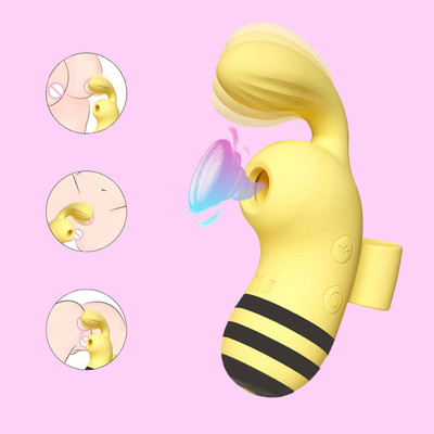Foto 4 do produto Dedeira Estimuladora em Silicone no Formato de Abelha com 10 Tipos de Vibração, 5 Modos de Pulsação e Carregamento via USB - Little Bee | 11 x 2,4 cm