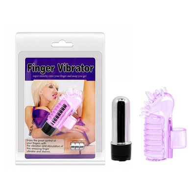 Foto 1 do produto Dedeira Feita em Silicone com Cápsula Vibratória em Multivelocidade - Finger Vibrator - 7,6 x 2,6 cm | Cor: Roxo