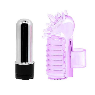 Foto 2 do produto Dedeira Feita em Silicone com Cápsula Vibratória em Multivelocidade - Finger Vibrator - 7,6 x 2,6 cm | Cor: Roxo