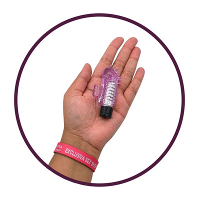 Foto 3 do produto Dedeira Feita em Silicone com Cápsula Vibratória em Multivelocidade - Finger Vibrator - 7,6 x 2,6 cm | Cor: Roxo