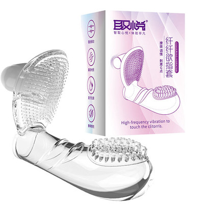 Foto 1 do produto Dedeira em Silicone com Cerdas Massageadoras e Cápsula Vibratória - Adão e Eva | 7,1 x 2,8 cm