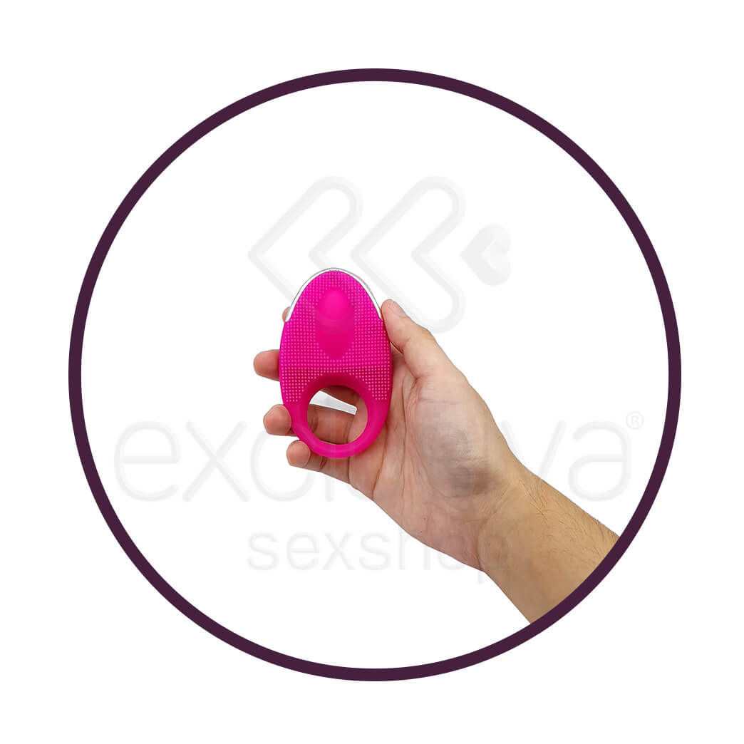Dibe - Anel Peniano Recarregável em Soft Touch com 6 Modos de Vibrações e Saliências Estimuladoras - 9 x 3 cm | Cor: Rosa - 4