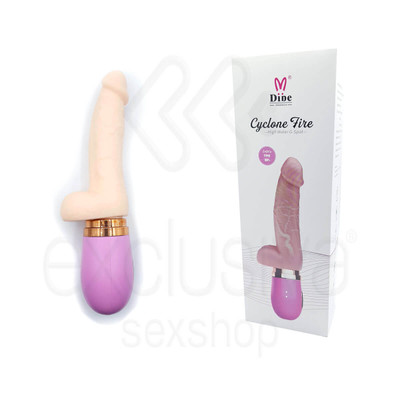 Foto 1 do produto Dibe Ciclone Fire - Prótese Vai e Vem em Silicone, Possui Rotação, Auto Aquecimento, 7 Modos de Vibrações  - 14 x 3,8 cm