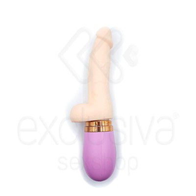 Foto 3 do produto Dibe Ciclone Fire - Prótese Vai e Vem em Silicone, Possui Rotação, Auto Aquecimento, 7 Modos de Vibrações  - 14 x 3,8 cm