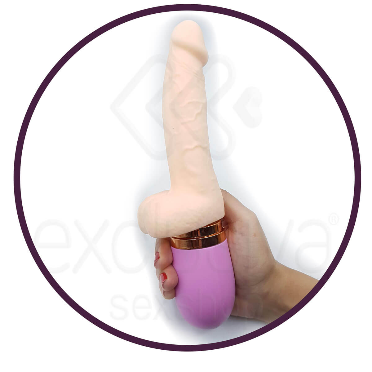 Dibe Ciclone Fire - Prótese Vai e Vem em Silicone, Possui Rotação, Auto Aquecimento, 7 Modos de Vibrações  - 14 x 3,8 cm - 4