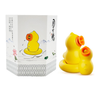 Foto 1 do produto Estimulador Clitoriano em Formato de Patinho com 7 Modos de Pulsação e 7 Modos de Estimulação de Língua - Dibe Duck King - 11 x 6,5 cm