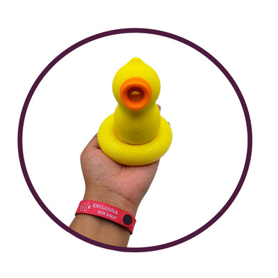 Foto 5 do produto Estimulador Clitoriano em Formato de Patinho com 7 Modos de Pulsação e 7 Modos de Estimulação de Língua - Dibe Duck King - 11 x 6,5 cm