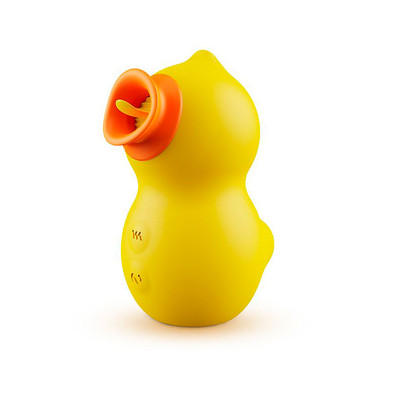 Foto 2 do produto Estimulador Clitoriano em Formato de Patinho com 7 Modos de Pulsação e 7 Modos de Estimulação de Língua - Dibe Duck King - 11 x 6,5 cm
