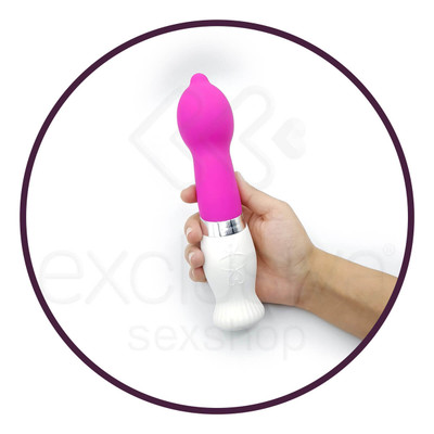 Foto 3 do produto Dibe Lisa - Vibrador Recarregável Estimulador de Ponto G com 6 Modos de Vibração - 22 x 5 cm  | Cor: Rosa