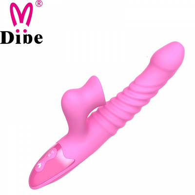 Foto 6 do produto Estimulador de Ponto G e Clítoris Recarregável em Silicone com 7 Modos de Vibração, Vai e Vem e Função Aquecimento - Dibe Sex Massager - 14,3 x 3,3 cm | 2 Cores