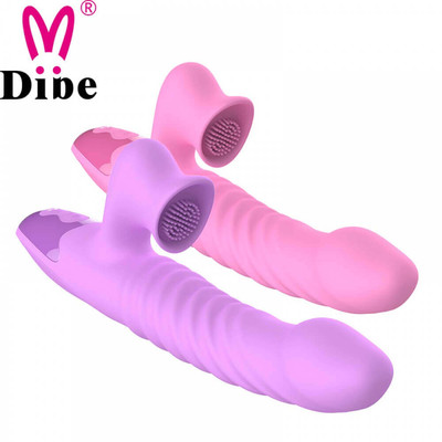 Estimulador de Ponto G e Clítoris Recarregável em Silicone com 7 Modos de Vibração, Vai e Vem e Função Aquecimento - Dibe Sex Massager - 14,3 x 3,3 cm | 2 Cores