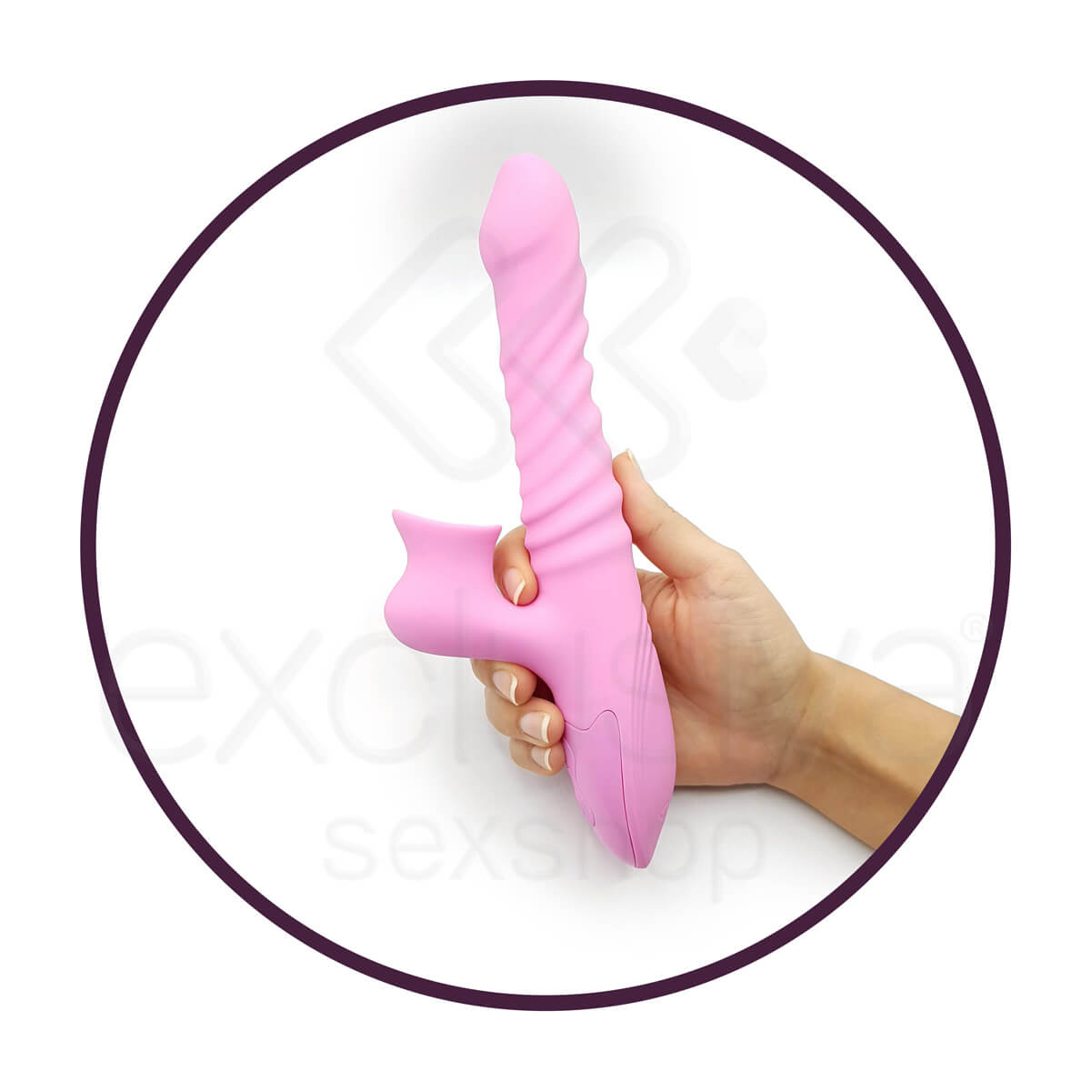 Estimulador de Ponto G e Clítoris Recarregável em Silicone com 7 Modos de Vibração, Vai e Vem e Função Aquecimento - Dibe Sex Massager - 14,3 x 3,3 cm | 2 Cores - 7