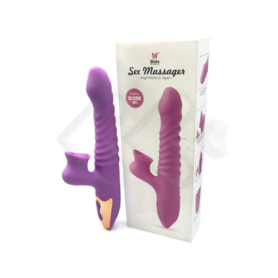 Foto 2 do produto Estimulador de Ponto G e Clítoris Recarregável em Silicone com 7 Modos de Vibração, Vai e Vem e Função Aquecimento - Dibe Sex Massager - 14,3 x 3,3 cm | 2 Cores