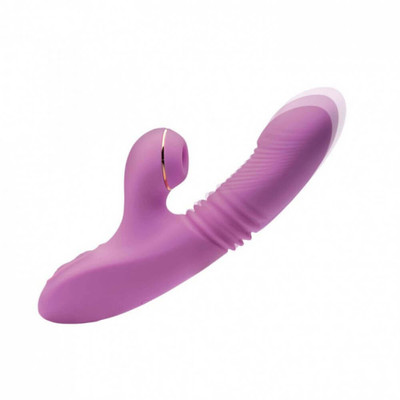 Foto 2 do produto Vibrador Estimulador de Ponto G e Clítoris Recarregável em Silicone com Modo Aquecimento, 7 Modos de Vibração e Sucção - Dibe Sex Massager | 11 x 3,5 cm | Disponível em 2 Cores