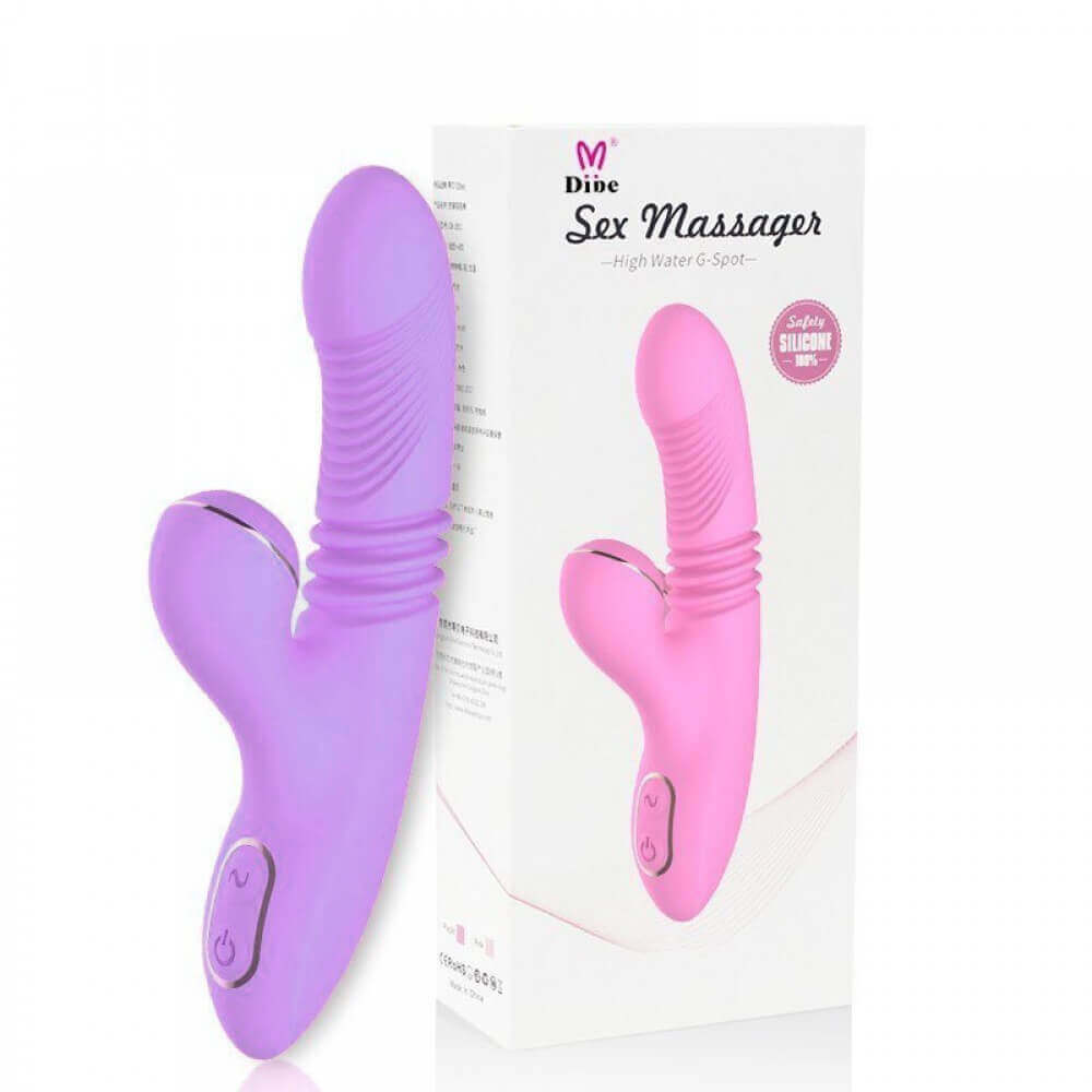 Vibrador Estimulador de Ponto G e Clítoris Recarregável em Silicone com Modo Aquecimento, 7 Modos de Vibração e Sucção - Dibe Sex Massager | 11 x 3,5 cm | Disponível em 2 Cores - 6
