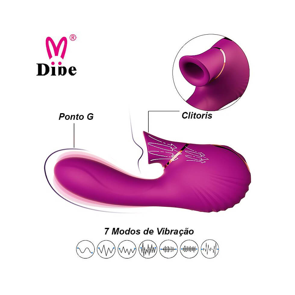 Vibrador Estimulador de Ponto G e Clítoris em Silicone com 7 Modos de Vibração e 7 Intensidade de Pulsação - Dibe Sex Massager - 9,3 x 3,4 cm - 5