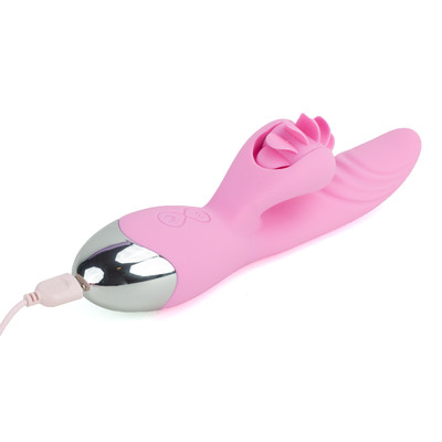 Foto 4 do produto Vibrador de Ponto G e Clítoris com Línguas Giratórias em Silicone, 7 Modos de Vibração e Função de Aquecimento - Dibe Sex Massager Hailey | 10 x 3,2 cm | Disponível em 2 Cores