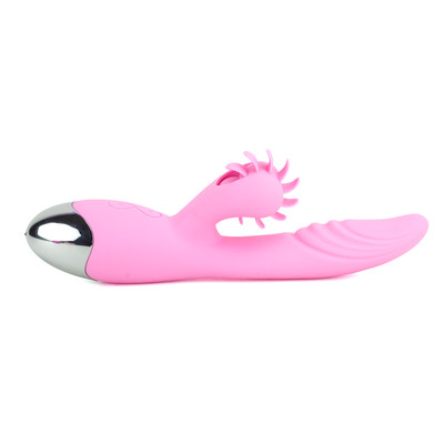 Foto 2 do produto Vibrador de Ponto G e Clítoris com Línguas Giratórias em Silicone, 7 Modos de Vibração e Função de Aquecimento - Dibe Sex Massager Hailey | 10 x 3,2 cm | Disponível em 2 Cores