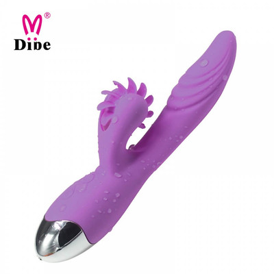 Foto 5 do produto Vibrador de Ponto G e Clítoris com Línguas Giratórias em Silicone, 7 Modos de Vibração e Função de Aquecimento - Dibe Sex Massager Hailey | 10 x 3,2 cm | Disponível em 2 Cores