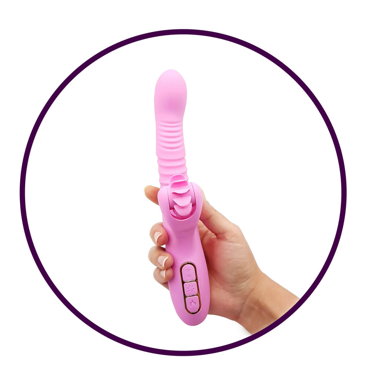 Dibe Sex Massager - Vibrador Rotativo Estimulador de Ponto G e Clítoris com Função Vai e Vem e Aquecimento, 7 Vibrações e 1 Modo de Rotação - 14 x 3,4 cm | Cor: Rosa - 7