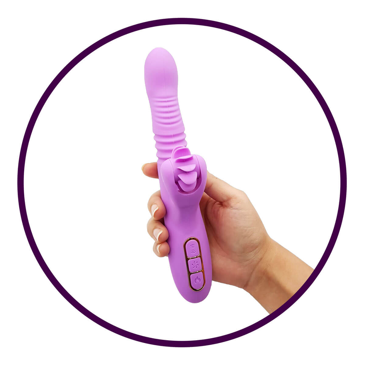 Dibe Sex Massager - Vibrador Rotativo Estimulador de Ponto G e Clítoris com Função Vai e Vem e Aquecimento, 7 Vibrações e 1 Modo de Rotação - 14 x 3,4 cm | Cor: Lilás - 6