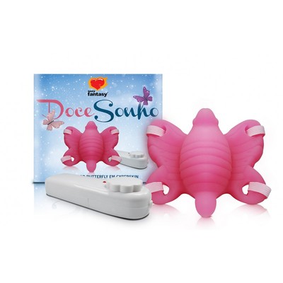 Doce Sonho - Estimulador Feminino em Forma de Borboleta em Cyberskin com Vibração Multivelocidade e Cinta Elástica Ajustável