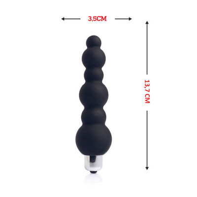 Foto 3 do produto Plug Anal Escalonado em Elastômero com Única Vibração - Dom H1 Beads | 13,7 x 3,5 cm