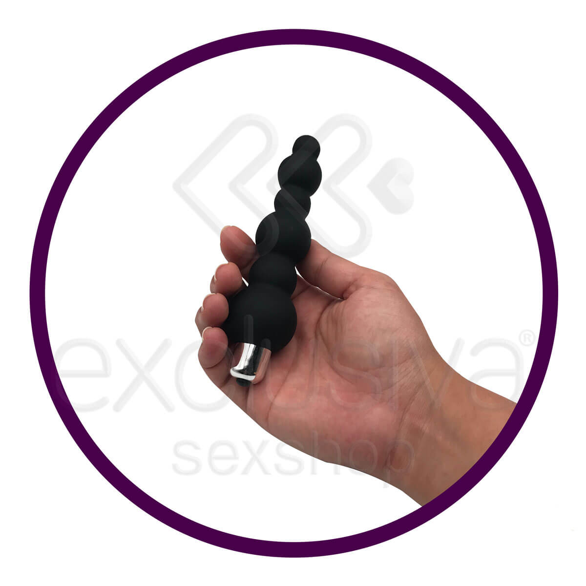 Plug Anal Escalonado em Elastômero com Única Vibração - Dom H1 Beads | 13,7 x 3,5 cm - 4