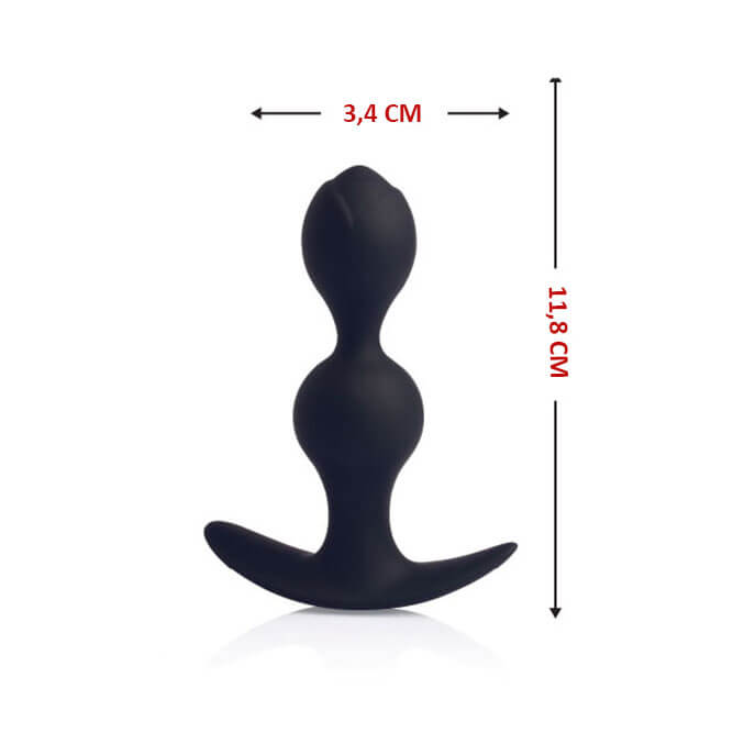 Dom H3 - Plug Anal Two Beads Anatômico - 11,8 x 3,4 cm - 3