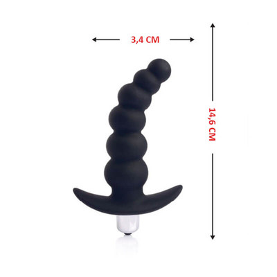 Foto 4 do produto Plug Anal Escalonado em Elastômero com Única Vibração - Dom H4 G Beads | 10,5 x 3,4 cm