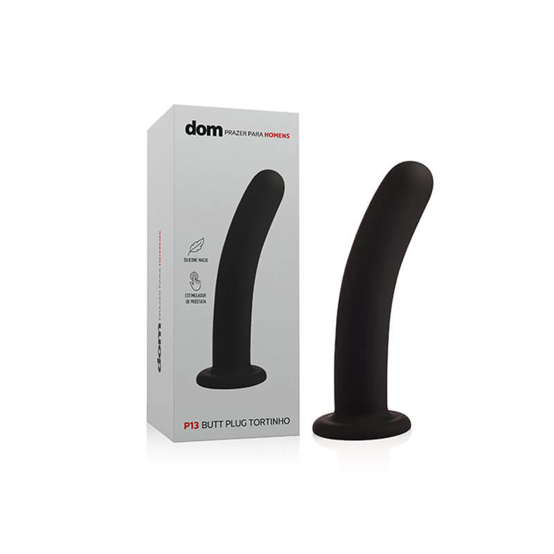 Plug Anal em Silicone Aveludado com Formato Levemente Curvado e Ventosa - Dom P13 Butt Plug Tortinho | 16,5 x 3,5 cm - 1