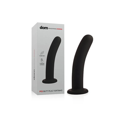 Plug Anal em Silicone Aveludado com Formato Levemente Curvado e Ventosa - Dom P13 Butt Plug Tortinho | 16,5 x 3,5 cm