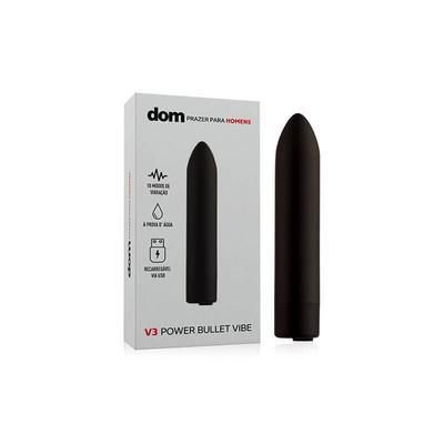 Cápsula Vibratória em ABS Atóxico com 10 Modos de Vibração, Recarregável via USB - Dom V3 Power Bullet Vibe - 7,2 x 1,8 cm