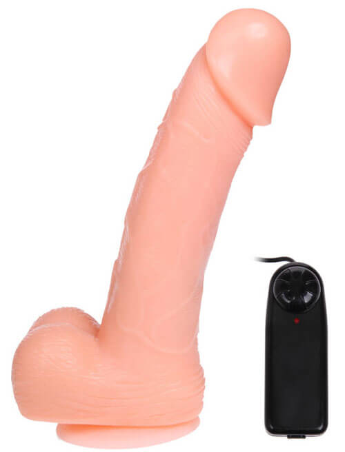 Dong - Pênis em PVC com Rotação, Vibração Multivelocidade e Ventosa - 18,4 x 4 cm - 2