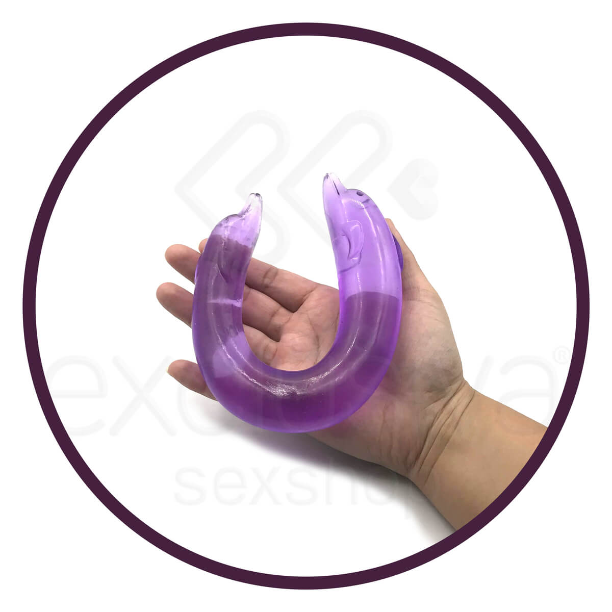 Double Dolphin - Prótese Dupla com Formato de Golfinho Flexível - 29,7  X 3 x 2,6 cm | Cor: Roxo - 5