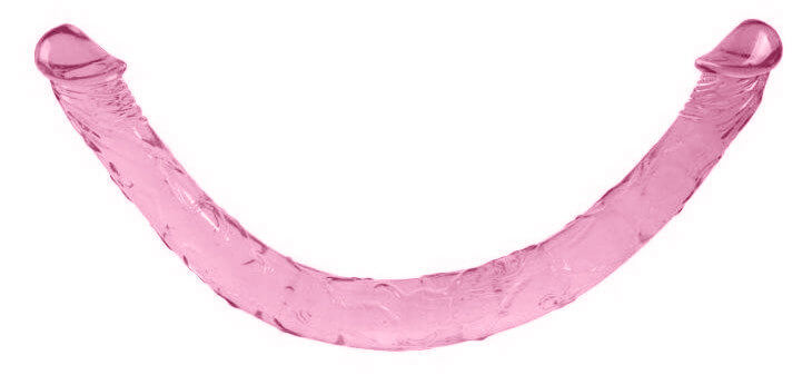 Double Dong - Prótese em Forma de Pênis Duplo com Veias Salientes 45 x 3,5 cm | Cor: Rosa - 2