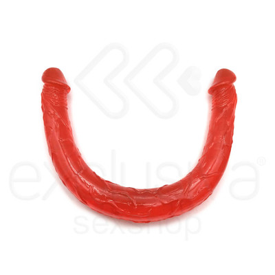 Foto 1 do produto Double Dong - Prótese em Forma de Pênis Duplo com Veias Salientes - 45 x 3,5 cm | Cor: Vermelho