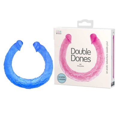 Double Dong - Prótese em Forma de Pênis Duplo com Veias Salientes 45 x 3,5 cm | Cor: Azul
