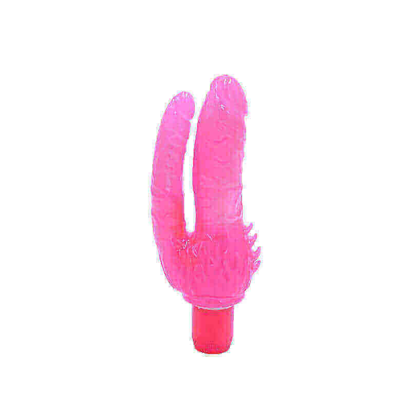 Double Dongs - Prótese Dupla em Formato de Pênis com Vibrador e Saliências Estimuladoras | Cor: Rosa - 2