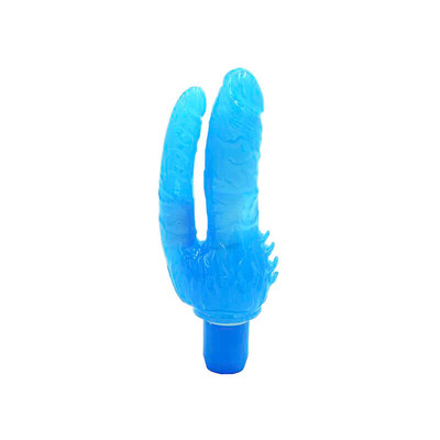 Foto 2 do produto Double Dongs - Prótese Dupla em Formato de Pênis com Vibrador e Saliências Estimuladoras | Cor: Azul