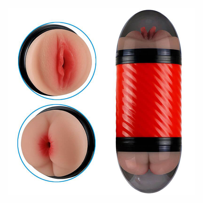 Masturbador Duplo que Simula Sexo Vaginal e Anal com Texturas Interna - Double Entrance | 15,4 x 6,9 cm | Disponível em 2 Cores - 2