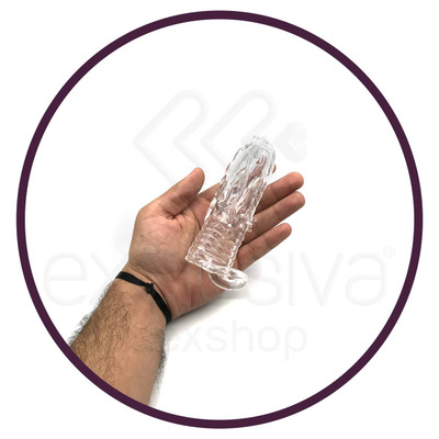 Foto 3 do produto Capa Peniana em Formato de Dragão com Anel Testicular - Dragon Clear Sleeve | 13,5 x 6 cm