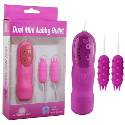 Foto 1 do produto Dual Mini Nubby Bullet - Cápsula Vibratória Dupla com Nódulos Massageadores e 5 Modos de Vibração | Cor: Rosa