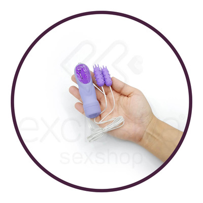 Foto 2 do produto Dual Mini Nubby Bullet - Cápsula Vibratória Dupla com Nódulos Massageadores e 5 Modos de Vibração | Cor: Roxo