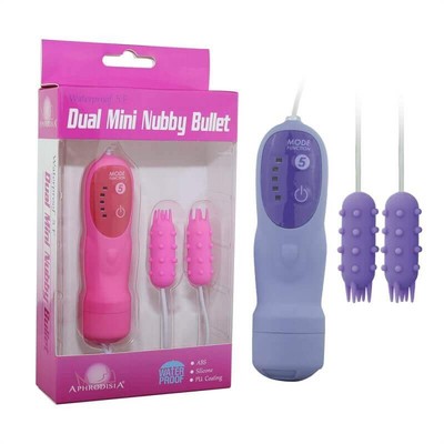 Foto 1 do produto Dual Mini Nubby Bullet - Cápsula Vibratória Dupla com Nódulos Massageadores e 5 Modos de Vibração | Cor: Roxo